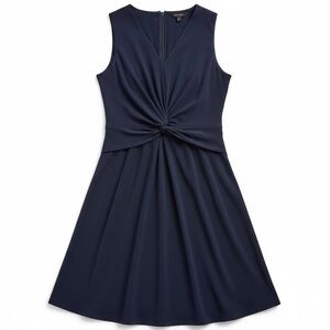 Tommy Hilfiger Twist-Front Midi Fit & Flare Dress Size 16 in Sky Captain Blue